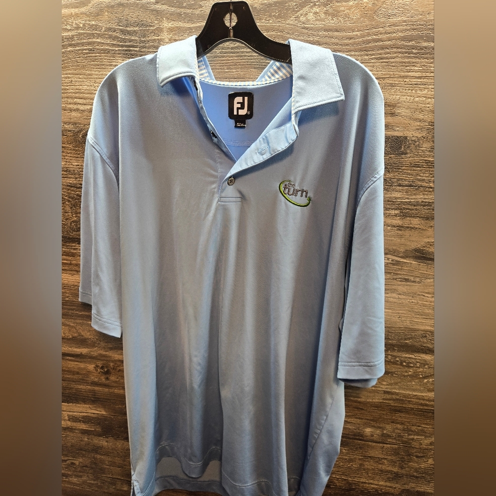 FootJoy Polo Shirt Mens XL Blue Making The Turn‎ Golf Performance Nwot